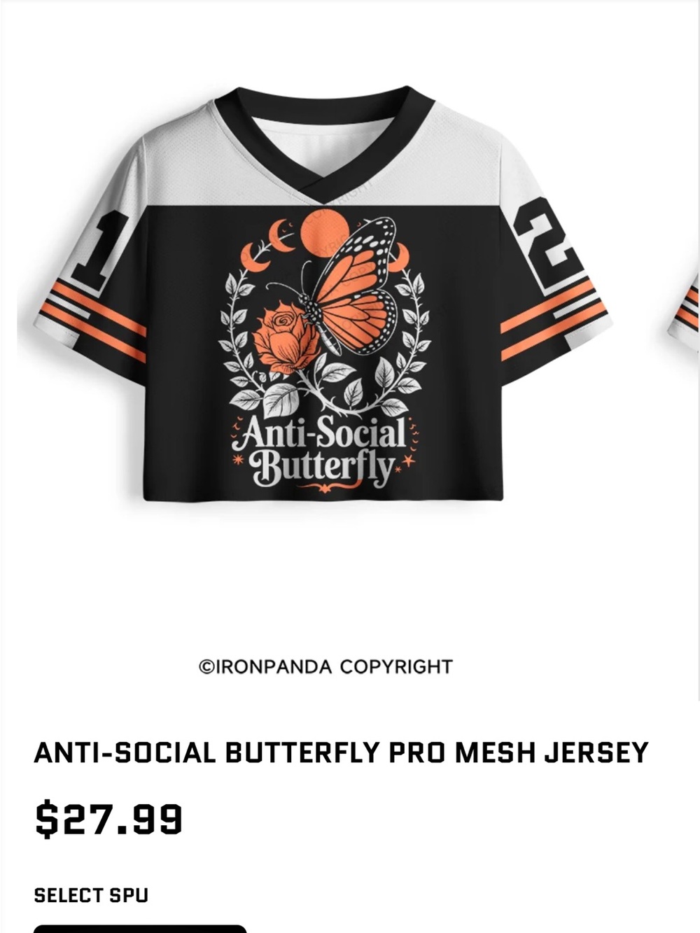 Anti-Social Butterfly Pro Mesh Jersey — Black & White with Orange Accents